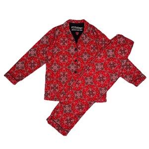 PJ Salvage Plaid Flannel Pajama Set Womens XS Red Black Button Front Button Cozy